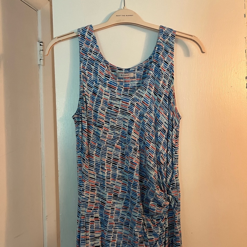ZOZO Blue Multi-Stripe Sleeveless Midi Dress with Side Knot